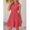 ZESICA Women’s Summer Sleeveless Mini Dress V Neck Hollow Out Eyelet Flowy A Line Beach Vacation Party Short Dresses(Watermelon)