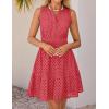 ZESICA Women’s Summer Sleeveless Mini Dress V Neck Hollow Out Eyelet Flowy A Line Beach Vacation Party Short Dresses(Watermelon)