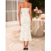 ZESICA Women’s Summer Strapless Floral Midi Dress 2026 Bodycon Mesh Tube Wedding Guest Cocktail Party Long Dresses(Apricot)