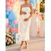ZESICA Women’s Summer Strapless Floral Midi Dress 2026 Bodycon Mesh Tube Wedding Guest Cocktail Party Long Dresses(Apricot)