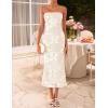 ZESICA Women’s Summer Strapless Floral Midi Dress 2026 Bodycon Mesh Tube Wedding Guest Cocktail Party Long Dresses(Apricot)