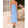 ZESICA Women’s Summer Strapless Floral Midi Dress 2026 Bodycon Mesh Tube Wedding Guest Cocktail Party Long Dresses(Blue)
