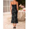 ZESICA Women’s Summer Strapless Floral Midi Dress 2026 Bodycon Mesh Tube Wedding Guest Cocktail Party Long Dresses(Dim)
