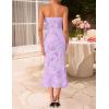 ZESICA Women’s Summer Strapless Floral Midi Dress 2026 Bodycon Mesh Tube Wedding Guest Cocktail Party Long Dresses(Purple)