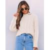 ZESICA Women’s Sweaters 2026 Fall Winter Long Sleeve Mock Neck Solid Color Casual Loose Chunky Pullover Sweater(Cream)