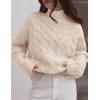 ZESICA Women’s Sweaters 2026 Fall Winter Long Sleeve Mock Neck Solid Color Casual Loose Chunky Pullover Sweater(Cream)