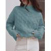 ZESICA Women’s Sweaters 2026 Fall Winter Long Sleeve Mock Neck Solid Color Casual Loose Chunky Pullover Sweater(Haze Blue)