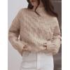 ZESICA Women’s Sweaters 2026 Fall Winter Long Sleeve Mock Neck Solid Color Casual Loose Chunky Pullover Sweater(Khaki)