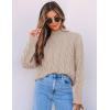 ZESICA Women’s Sweaters 2026 Fall Winter Long Sleeve Mock Neck Solid Color Casual Loose Chunky Pullover Sweater(Khaki)