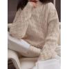 ZESICA Women’s Sweaters 2026 Fall Winter Long Sleeve Mock Neck Solid Color Casual Loose Chunky Pullover Sweater(Khaki)