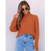 ZESICA Women’s Sweaters 2026 Fall Winter Long Sleeve Mock Neck Solid Color Casual Loose Chunky Pullover Sweater(Orange)