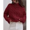 ZESICA Women’s Sweaters 2026 Fall Winter Long Sleeve Mock Neck Solid Color Casual Loose Chunky Pullover Sweater(Red)