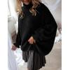 ZESICA Women’s Turtleneck Sweaters Dressy Casual Oversized Long Sleeve Knitted Chunky Pullover Sweater Jumper Tops(Black)