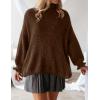 ZESICA Women’s Turtleneck Sweaters Dressy Casual Oversized Long Sleeve Knitted Chunky Pullover Sweater Jumper Tops(Caramel)