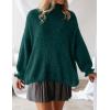 ZESICA Women’s Turtleneck Sweaters Dressy Casual Oversized Long Sleeve Knitted Chunky Pullover Sweater Jumper Tops(Green)