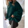 ZESICA Women’s Turtleneck Sweaters Dressy Casual Oversized Long Sleeve Knitted Chunky Pullover Sweater Jumper Tops(Green)