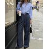ZESICA Women’s Wide Leg Striped Palazzo Pants 2026 Casual High Waist Straight Business Work Dressy Trousers with Pockets(Navy)