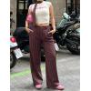 ZESICA Women’s Wide Leg Striped Palazzo Pants 2026 Casual High Waist Straight Business Work Dressy Trousers with Pockets(Redbrown)