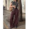 ZESICA Women’s Wide Leg Striped Palazzo Pants 2026 Casual High Waist Straight Business Work Dressy Trousers with Pockets(Redbrown)