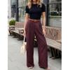 ZESICA Women’s Wide Leg Striped Palazzo Pants 2026 Casual High Waist Straight Business Work Dressy Trousers with Pockets(Wine)