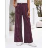 ZESICA Women’s Wide Leg Striped Palazzo Pants 2026 Casual High Waist Straight Business Work Dressy Trousers with Pockets(Wine)