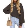 ZESICA Women’s Casual Turtleneck Long Lantern Sleeve Fall 2026 Oversized Ribbed Knit Pullover Sweater Jumper Top(Coffee)
