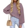 ZESICA Women’s Casual Turtleneck Long Lantern Sleeve Fall 2026 Oversized Ribbed Knit Pullover Sweater Jumper Top(Darkviolet)