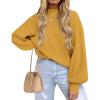 ZESICA Women’s Casual Turtleneck Long Lantern Sleeve Fall 2026 Oversized Ribbed Knit Pullover Sweater Jumper Top(Mustard)
