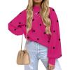 ZESICA Women’s Casual Turtleneck Long Lantern Sleeve Fall 2026 Oversized Ribbed Knit Pullover Sweater Jumper Top(Roseblack)