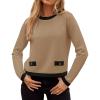 ZESICA Women’s Fall Sweaters 2026 Long Sleeve Crewneck Knit Color Block Lightweight Pullover Tops Clothes