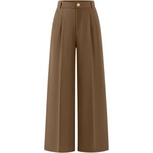 ZESICA Women’s Wide Leg Dress Pants 2026 High Waisted Business Casual Palazzo Pants Work Office Slacks Trousers(Coffee)