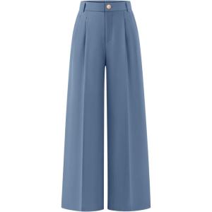 ZESICA Women’s Wide Leg Dress Pants 2026 High Waisted Business Casual Palazzo Pants Work Office Slacks Trousers(Dustyblue)