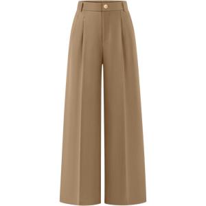 ZESICA Women’s Wide Leg Dress Pants 2026 High Waisted Business Casual Palazzo Pants Work Office Slacks Trousers(Khaki)