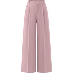 ZESICA Women’s Wide Leg Dress Pants 2026 High Waisted Business Casual Palazzo Pants Work Office Slacks Trousers(Pink)