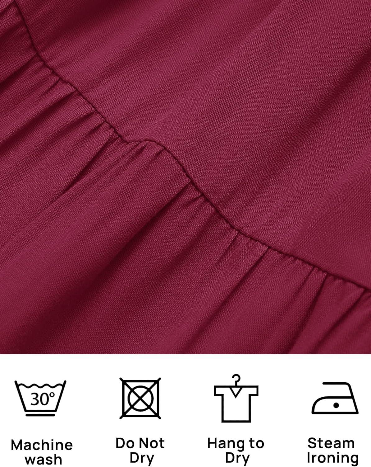 imageZESICA Womens 2026 Boho Sexy Off Shoulder Long Sleeve Smocked High Waist Side Split Flowy A Line Tiered Long Maxi DressFuchsia
