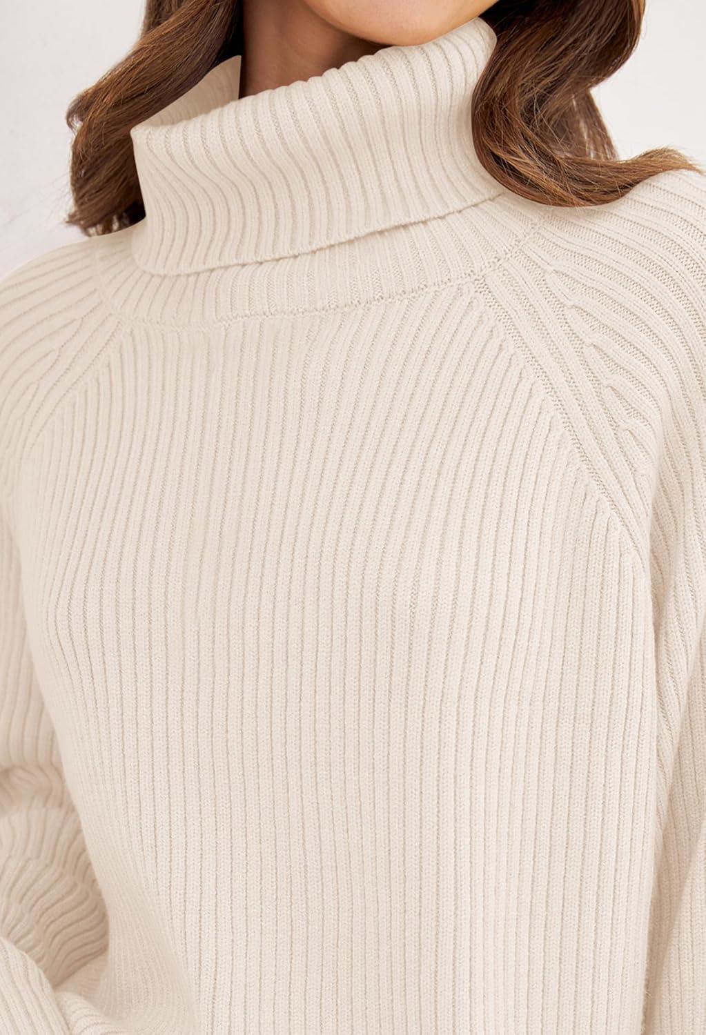 imageZESICA Womens 2026 Fall Winter Sweaters Oversized Turtleneck Long Sleeve Chunky Knitted Pullover Sweater Jumper TopsApricot