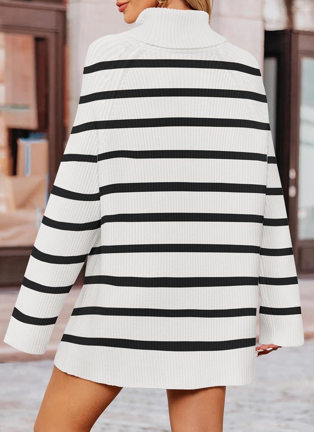 imageZESICA Womens 2026 Fall Winter Sweaters Oversized Turtleneck Long Sleeve Chunky Knitted Pullover Sweater Jumper TopsIvory