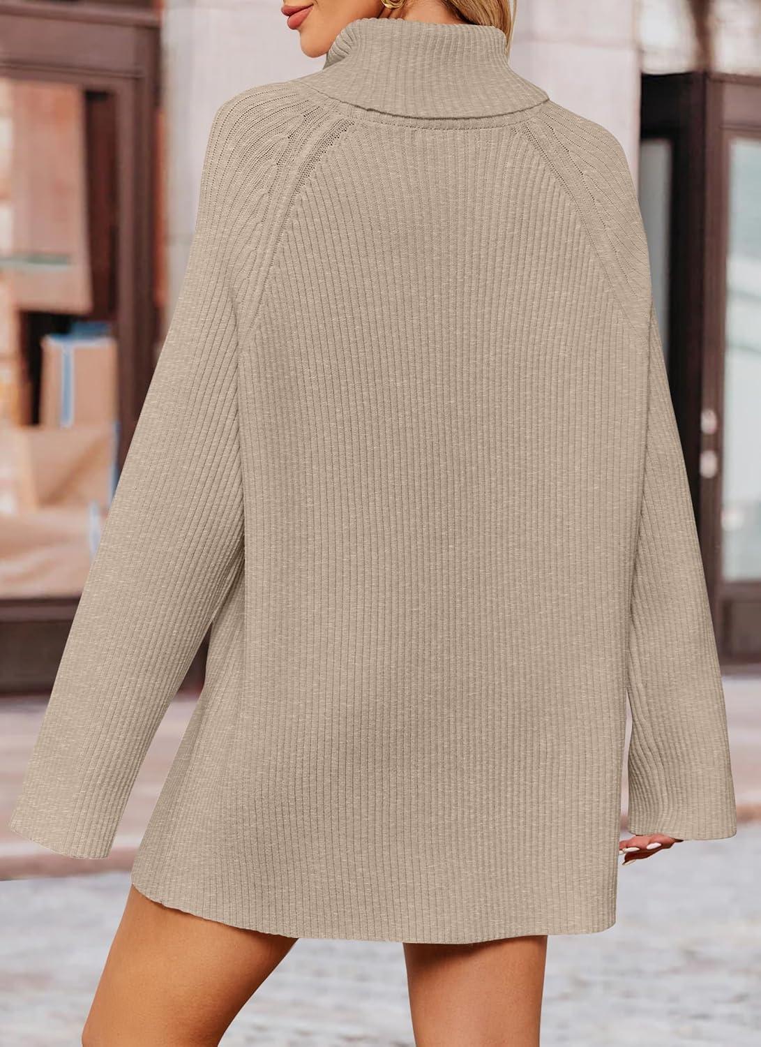 imageZESICA Womens 2026 Fall Winter Sweaters Oversized Turtleneck Long Sleeve Chunky Knitted Pullover Sweater Jumper TopsOatmeal