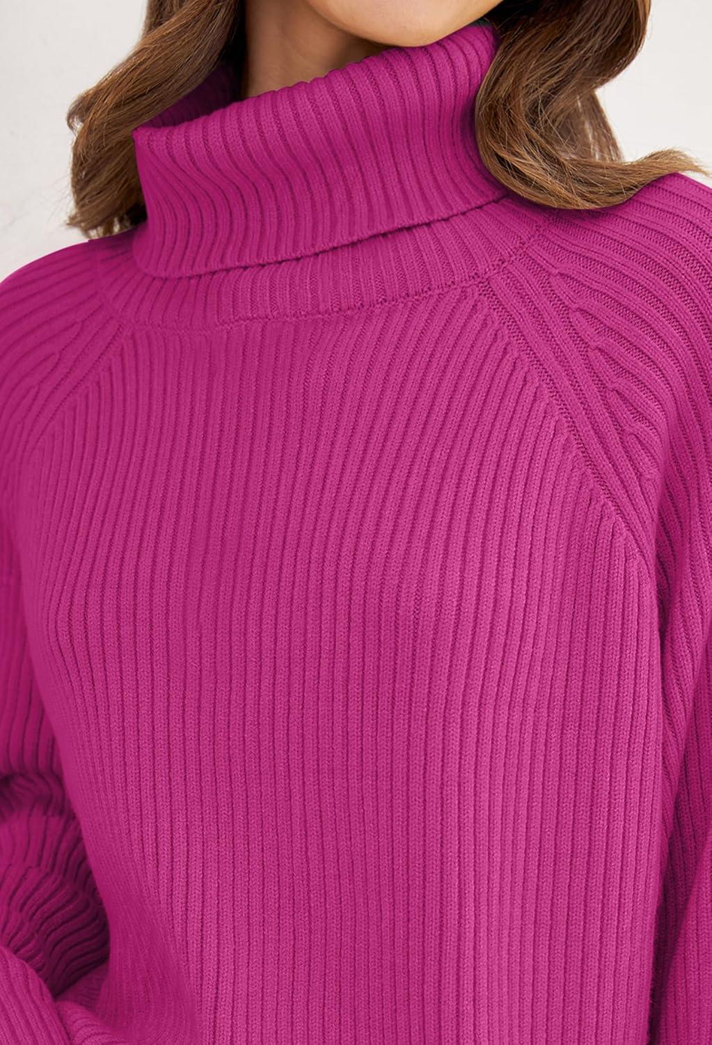 imageZESICA Womens 2026 Fall Winter Sweaters Oversized Turtleneck Long Sleeve Chunky Knitted Pullover Sweater Jumper TopsRoseberry