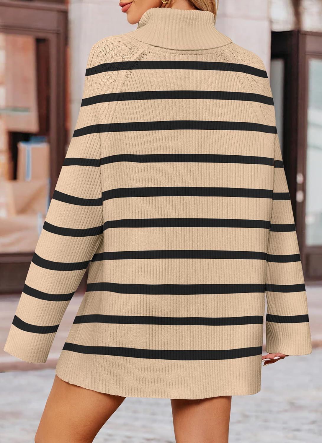imageZESICA Womens 2026 Fall Winter Sweaters Oversized Turtleneck Long Sleeve Chunky Knitted Pullover Sweater Jumper TopsToffee