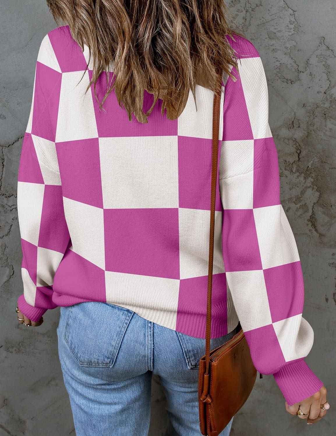 imageZESICA Womens 2026 Spring Fashion Turtleneck Long Sleeve Striped Ribbed Knit Loose Pullover Sweater TopsEggplant