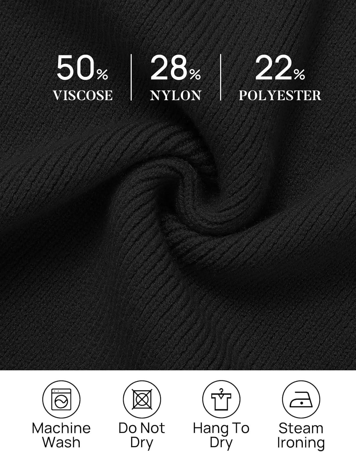 imageZESICA Womens 2026 Spring Turtleneck Sweater Dress Oversized Long Lantern Sleeve Casual Knit Pullover Mini DressesBlack