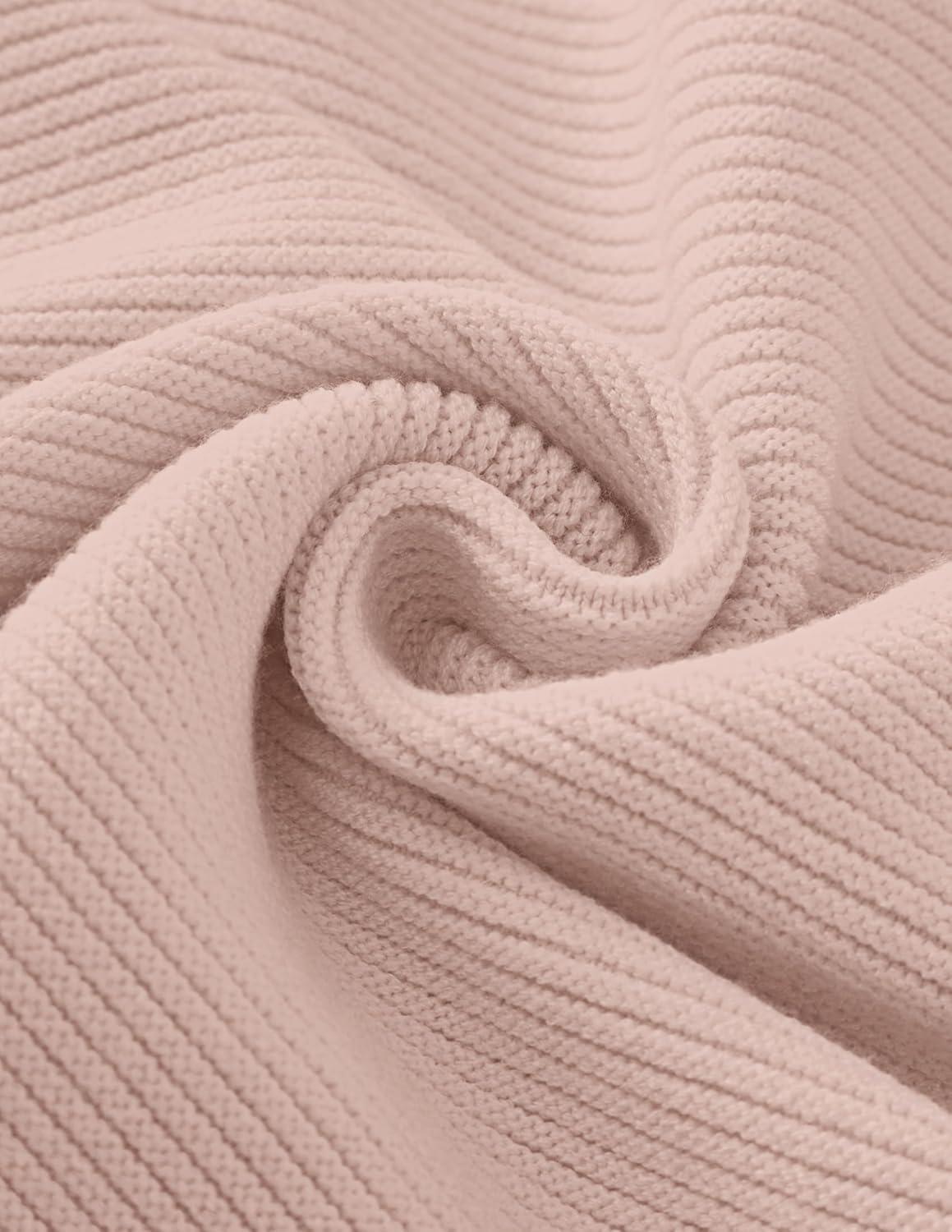imageZESICA Womens Crew Neck Long Lantern Sleeve Fall 2026 Casual Loose Ribbed Knit Solid Soft Pullover Sweater TopsDustypink