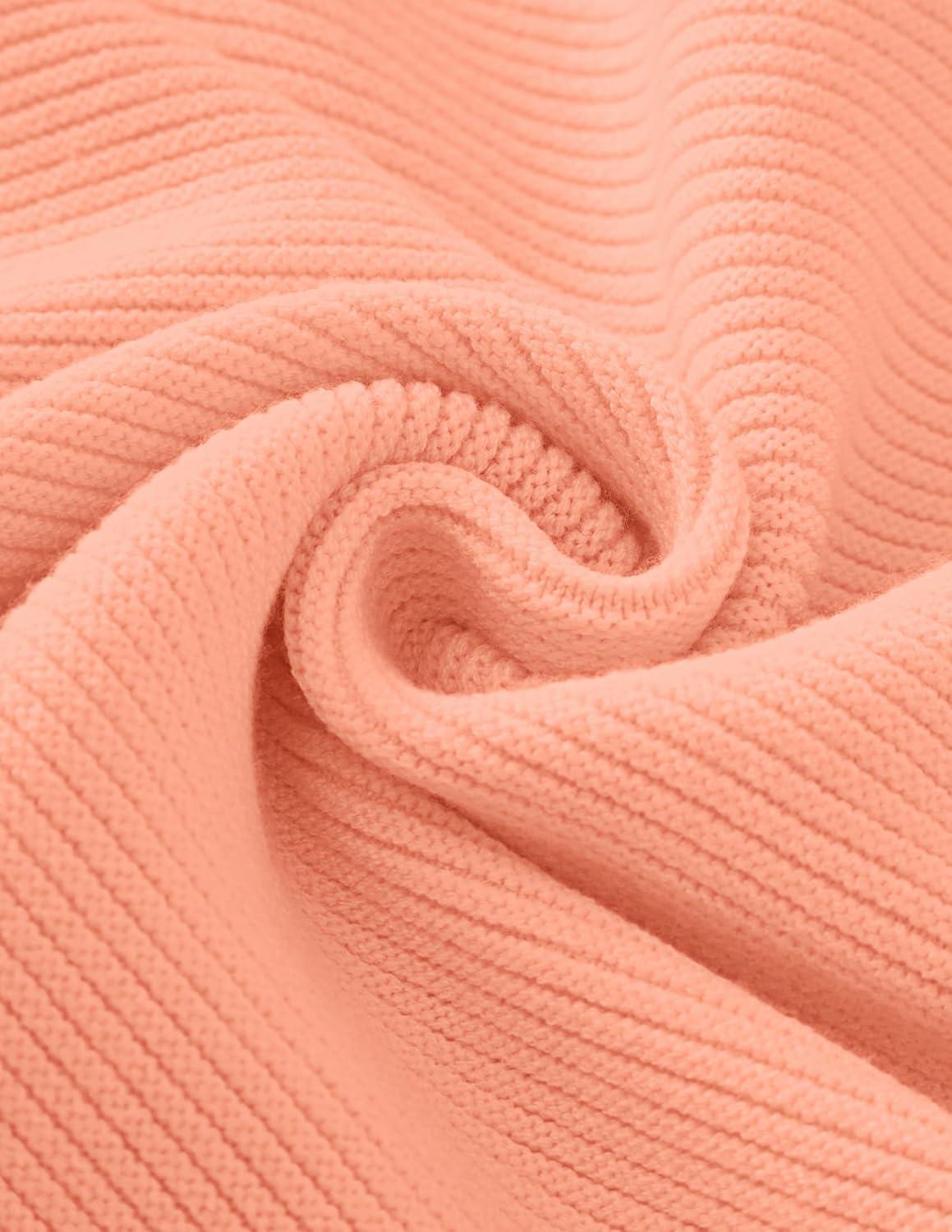 imageZESICA Womens Crew Neck Long Lantern Sleeve Fall 2026 Casual Loose Ribbed Knit Solid Soft Pullover Sweater TopsPeach