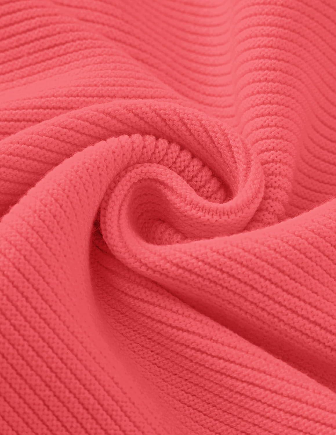 imageZESICA Womens Crew Neck Long Lantern Sleeve Fall 2026 Casual Loose Ribbed Knit Solid Soft Pullover Sweater TopsWatermelon