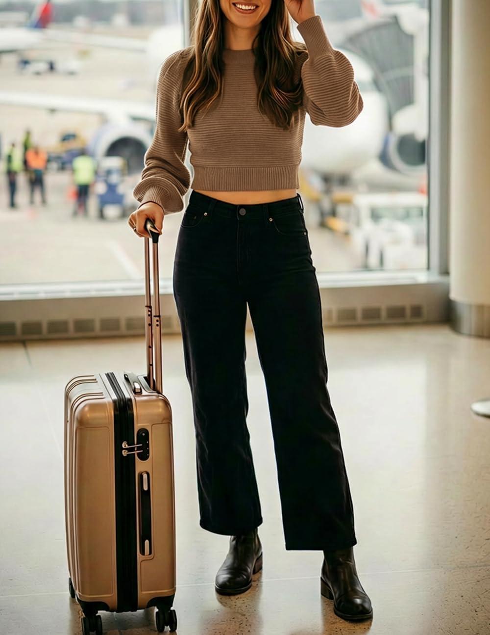 imageZESICA Womens Fall Mock Neck Cropped Sweaters 2026 Long Sleeve Soft Ribbed Knit Pullover Jumper TopsKhaki