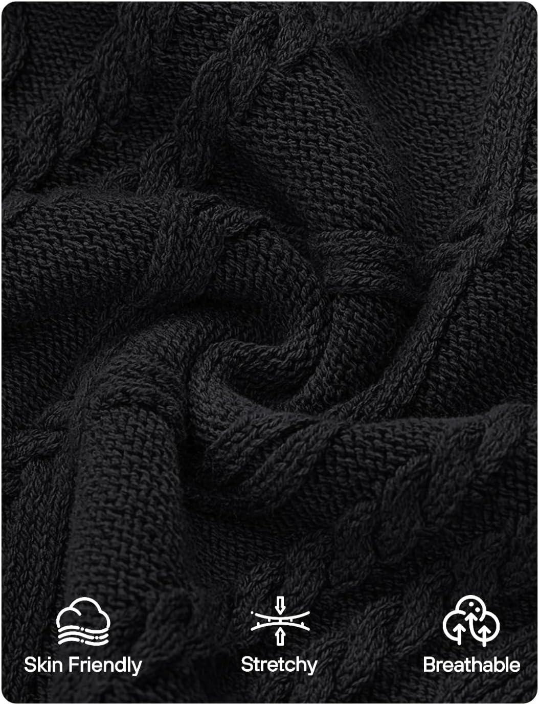 imageZESICA Womens Spring Oversized Sweaters 2026 Casual Long Sleeve V Neck Cable Knit Trendy Pullover TopsBlack
