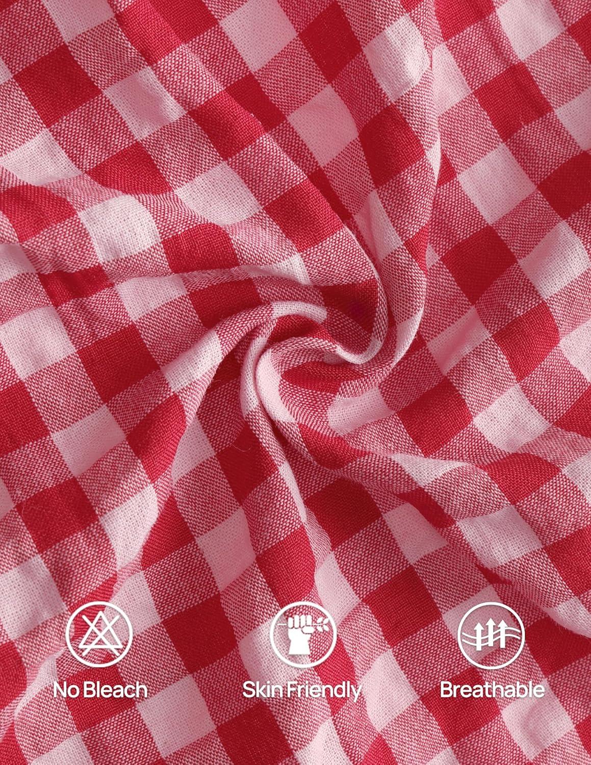 imageZESICA Womens Summer Sleeveless Gingham Tank Tops 2026 Crewneck Tie Front Top Loose Ruffle Peplum Babydoll BlousesRed