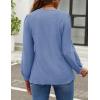 ZESICA Long Sleeve Eyelet Tops for Womens Crew Neck Spring Shirts Casual Loose Blouses 2026 Trendy Clothes(Blue)