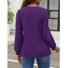 ZESICA Long Sleeve Eyelet Tops for Womens Crew Neck Spring Shirts Casual Loose Blouses 2026 Trendy Clothes(Purple)
